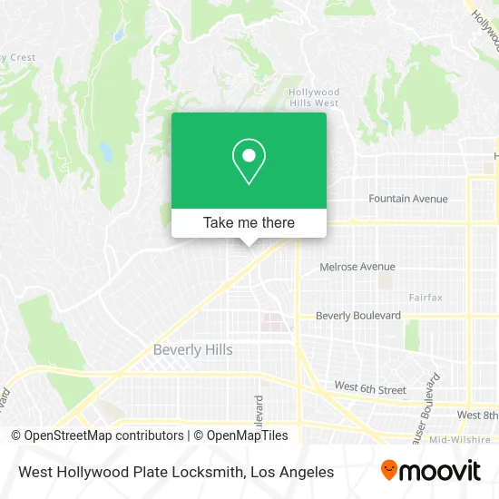 West Hollywood Plate Locksmith map