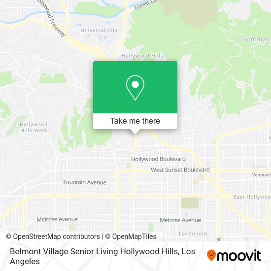 Belmont Village Senior Living Hollywood Hills map