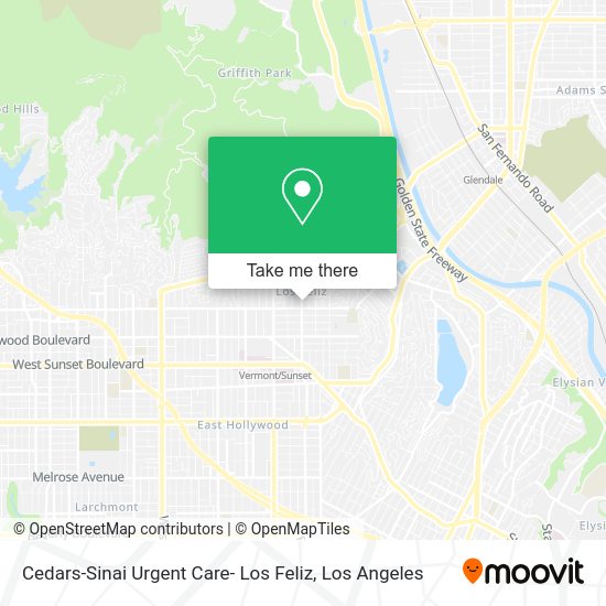 Mapa de Cedars-Sinai Urgent Care- Los Feliz