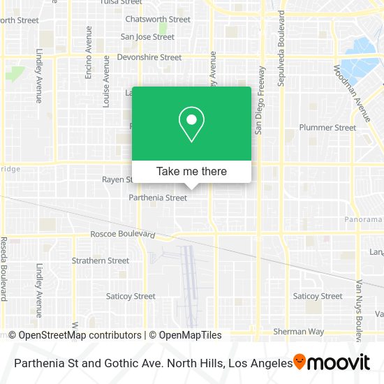 Parthenia St and Gothic Ave. North Hills map