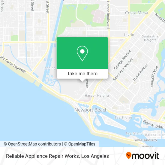 Reliable Appliance Repair Works map