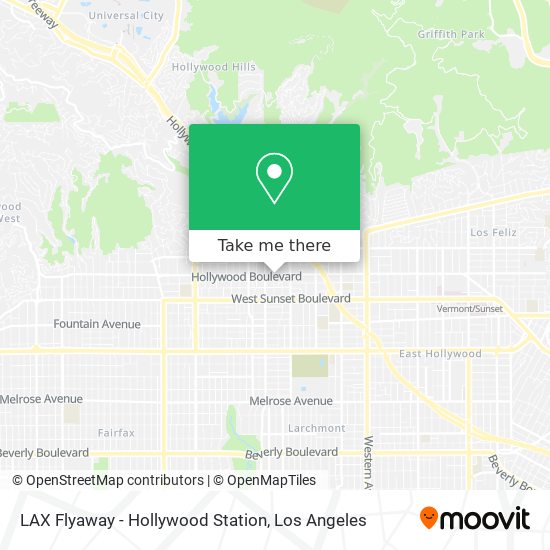 LAX Flyaway - Hollywood Station map