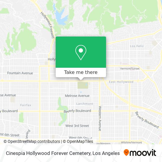 Mapa de Cinespia Hollywood Forever Cemetery