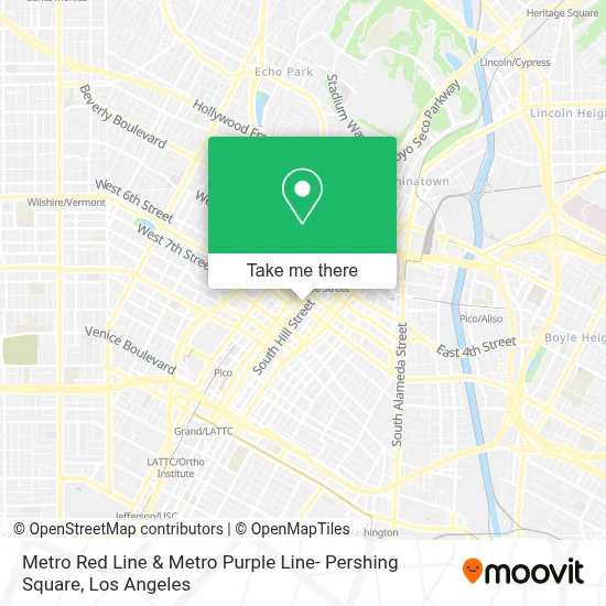 Metro Red Line & Metro Purple Line- Pershing Square map