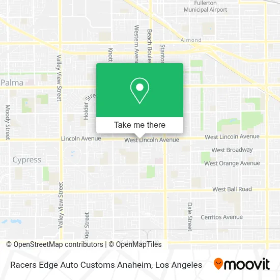 Racers Edge Auto Customs Anaheim map