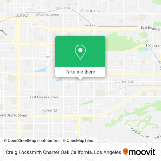 Craig Locksmith Charter Oak California map