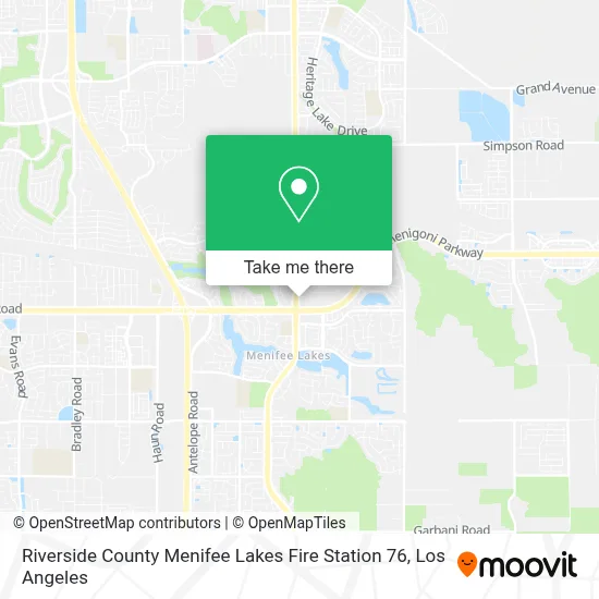 Riverside County Menifee Lakes Fire Station 76 map