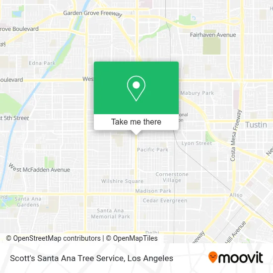 Scott's Santa Ana Tree Service map