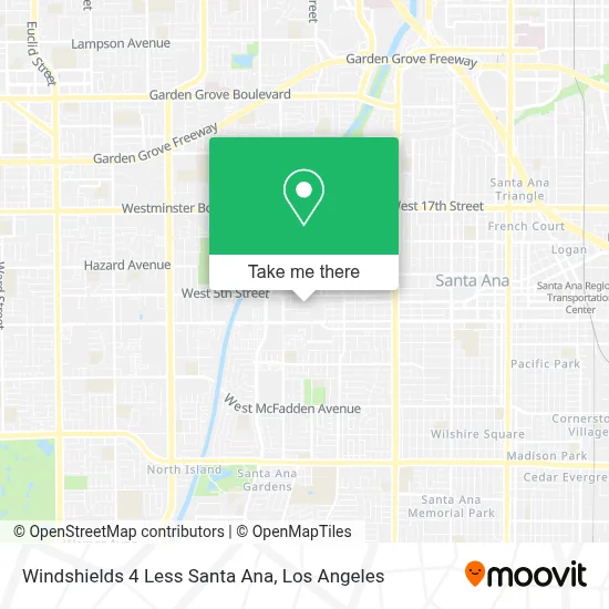 Windshields 4 Less Santa Ana map