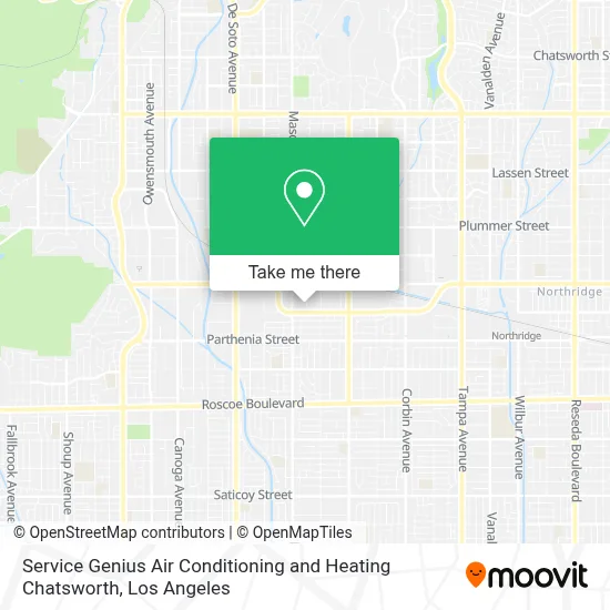 Service Genius Air Conditioning and Heating Chatsworth map