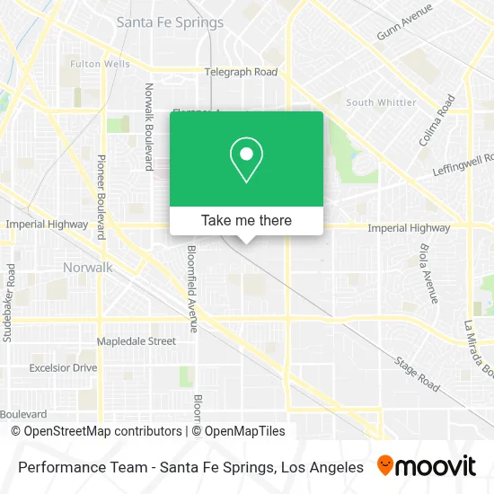 Performance Team - Santa Fe Springs map