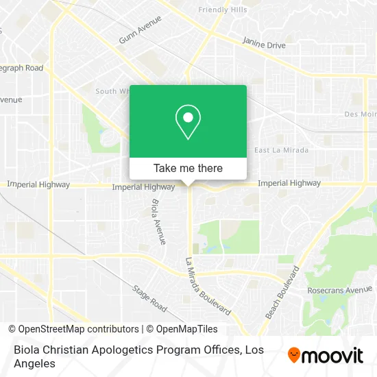 Biola Christian Apologetics Program Offices map