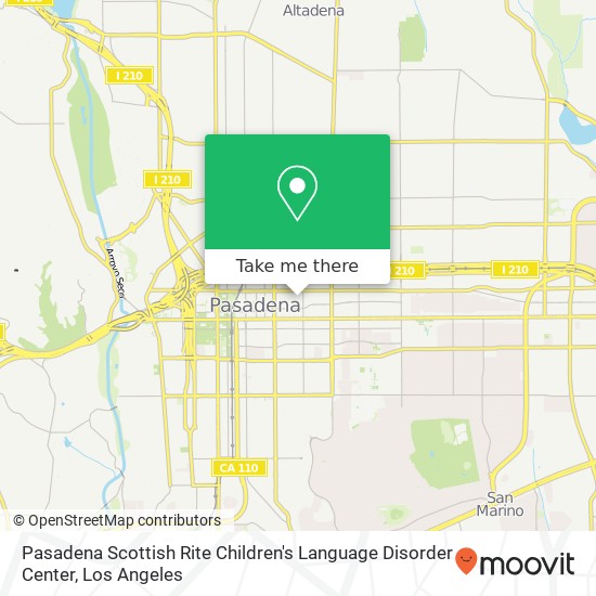 Mapa de Pasadena Scottish Rite Children's Language Disorder Center