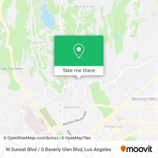 Mapa de W Sunset Blvd / S Beverly Glen Blvd