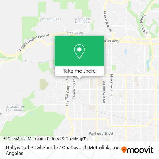 Mapa de Hollywood Bowl Shuttle / Chatsworth Metrolink