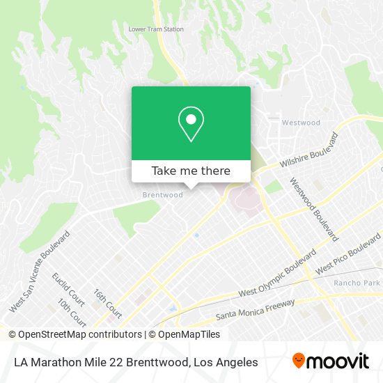 LA Marathon Mile 22 Brenttwood map