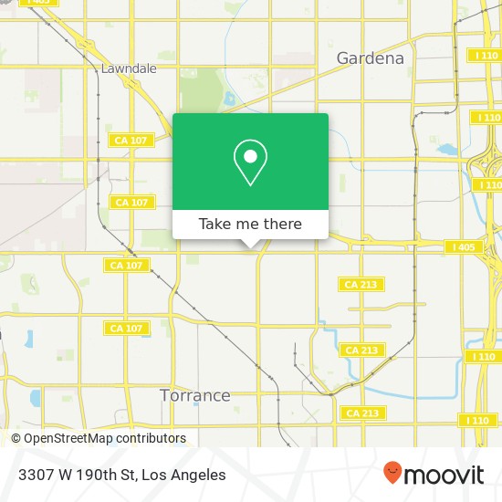 Mapa de 3307 W 190th St, Torrance, CA 90504