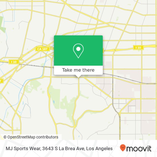 Mapa de MJ Sports Wear, 3643 S La Brea Ave