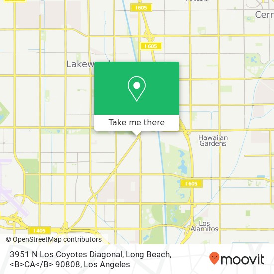 Mapa de 3951 N Los Coyotes Diagonal, Long Beach, <B>CA< / B> 90808