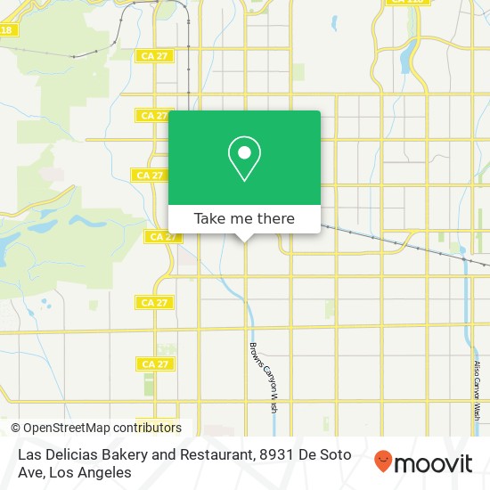 Mapa de Las Delicias Bakery and Restaurant, 8931 De Soto Ave