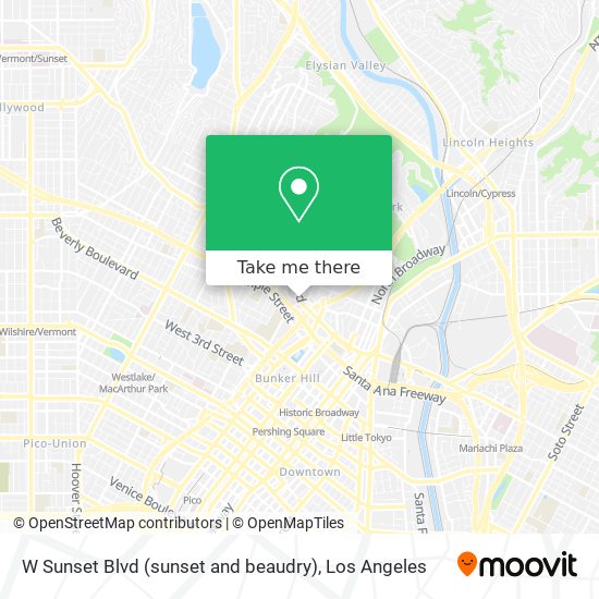 W Sunset Blvd (sunset and beaudry) map