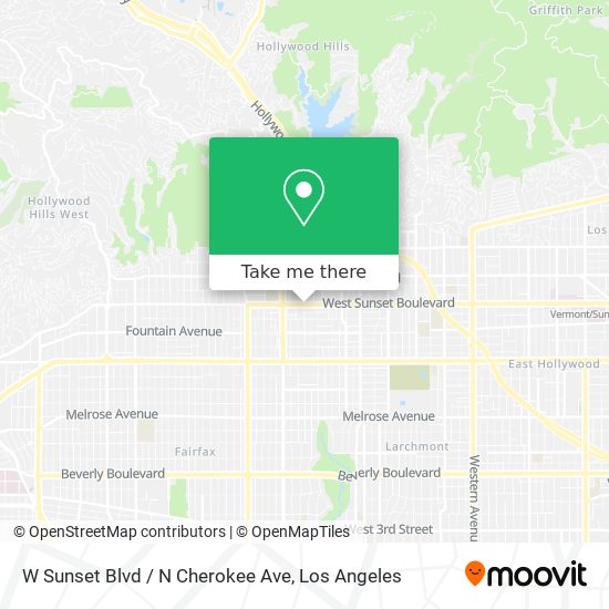 W Sunset Blvd / N Cherokee Ave map