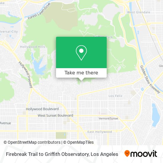 Firebreak Trail to Griffith Observatory map