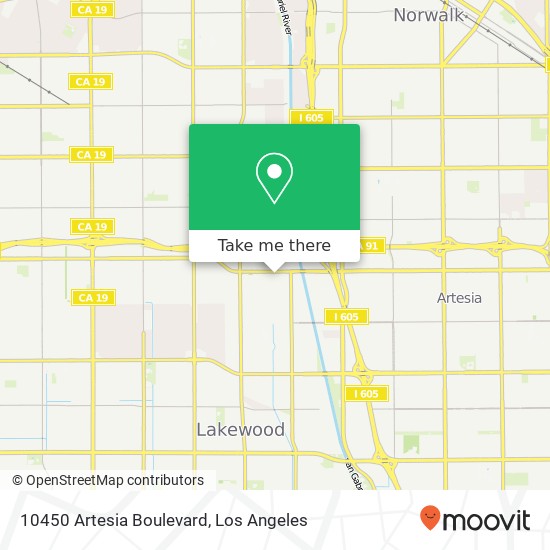 10450 Artesia Boulevard map