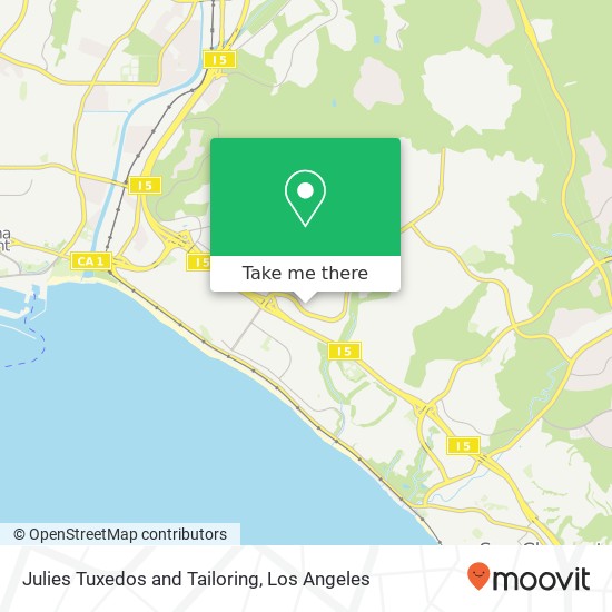 Mapa de Julies Tuxedos and Tailoring, 647 Camino de los Mares San Clemente, CA 92673