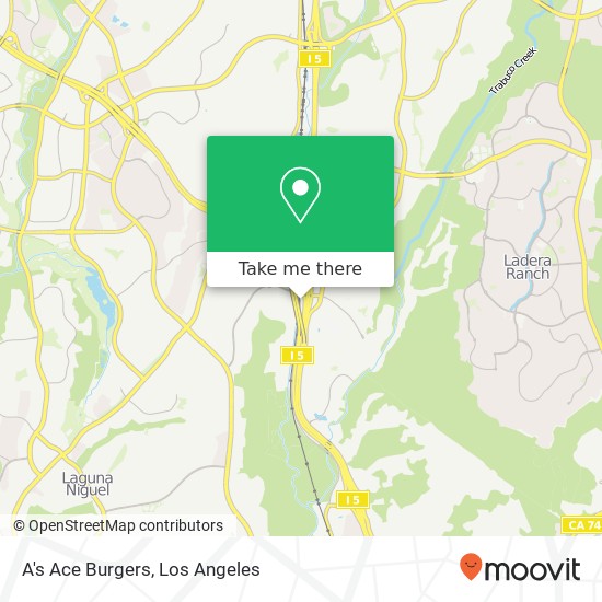 Mapa de A's Ace Burgers, 28698 Camino Capistrano Laguna Niguel, CA 92675