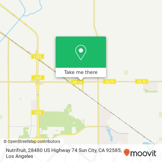 Mapa de Nutrifruit, 28480 US Highway 74 Sun City, CA 92585