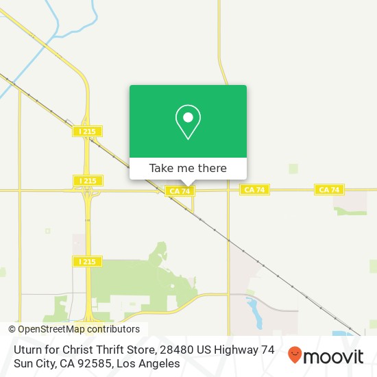 Mapa de Uturn for Christ Thrift Store, 28480 US Highway 74 Sun City, CA 92585
