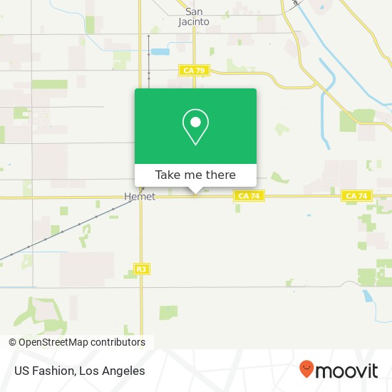 Mapa de US Fashion, 1330 E Florida Ave Hemet, CA 92544