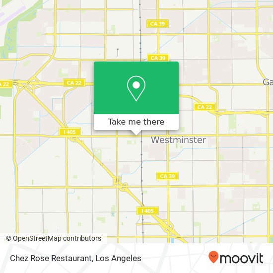 Mapa de Chez Rose Restaurant, 7360 Westminster Blvd Westminster, CA 92683