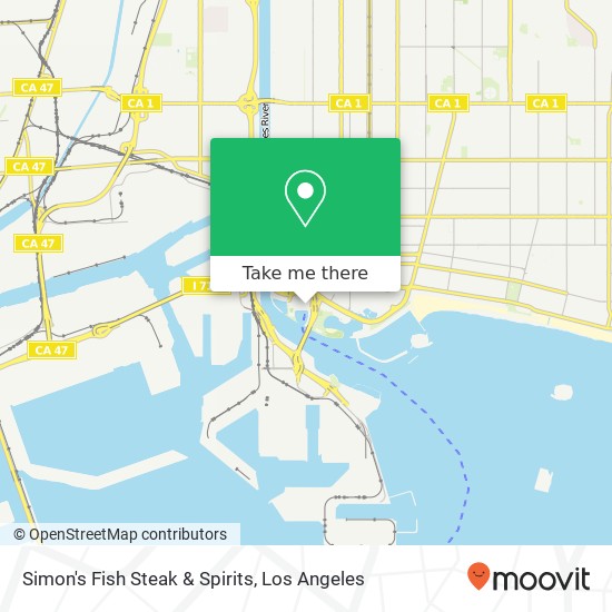 Mapa de Simon's Fish Steak & Spirits, 340 Golden Shr Long Beach, CA 90802