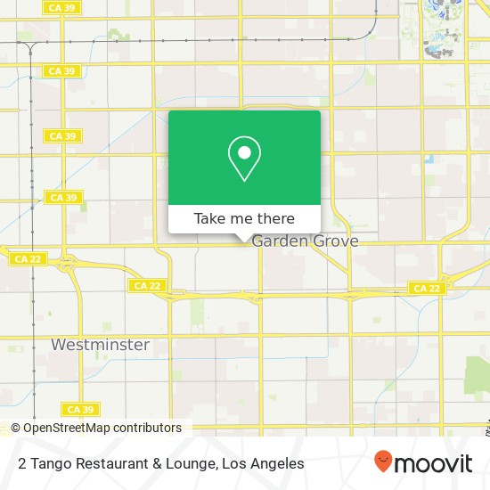 Mapa de 2 Tango Restaurant & Lounge, 10022 Garden Grove Blvd Garden Grove, CA 92844