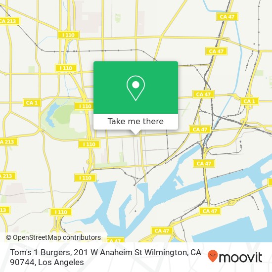 Mapa de Tom's 1 Burgers, 201 W Anaheim St Wilmington, CA 90744