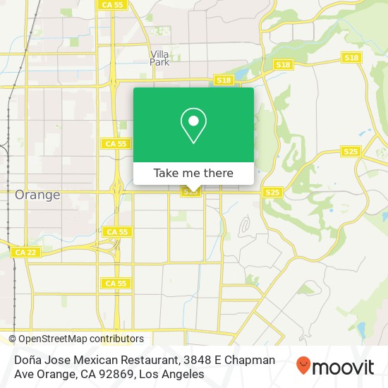 Mapa de Doña Jose Mexican Restaurant, 3848 E Chapman Ave Orange, CA 92869