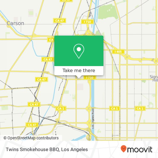 Mapa de Twins Smokehouse BBQ, 1555 W Willow St Long Beach, CA 90810