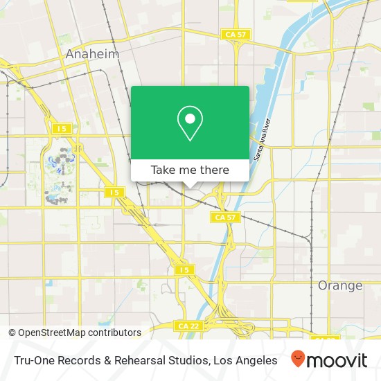 Mapa de Tru-One Records & Rehearsal Studios, 2100 E Howell Ave Anaheim, CA 92806