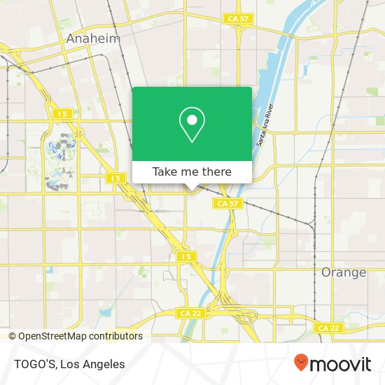 Mapa de TOGO'S, 2065 E Katella Ave Anaheim, CA 92806