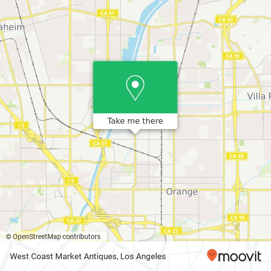 Mapa de West Coast Market Antiques, 963 N Main St Orange, CA 92867