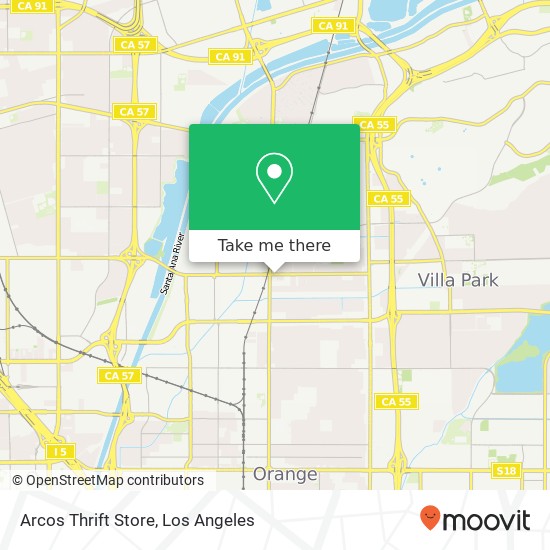 Mapa de Arcos Thrift Store, 138 E Taft Ave Orange, CA 92865