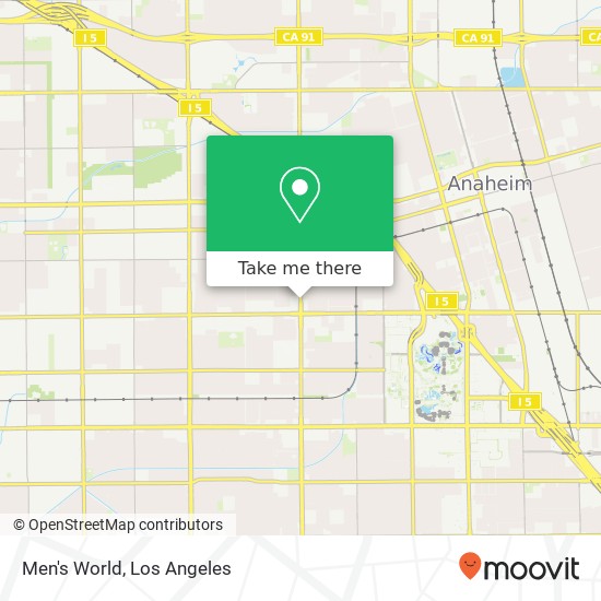 Mapa de Men's World, 923 S Euclid St Anaheim, CA 92802