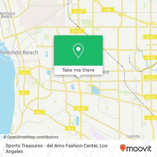 Mapa de Sports Treasures - del Amo Fashion Center, 21540 Hawthorne Blvd Torrance, CA 90503