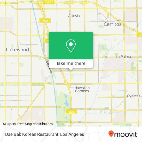 Mapa de Dae Bak Korean Restaurant, 11810 Centralia St Lakewood, CA 90715