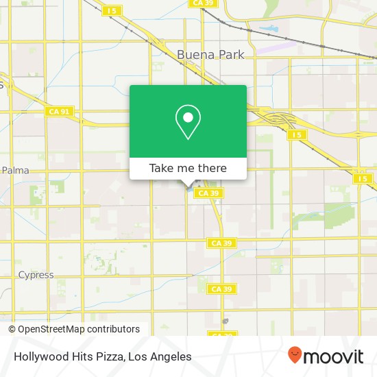 Mapa de Hollywood Hits Pizza, Buena Park, CA 90620