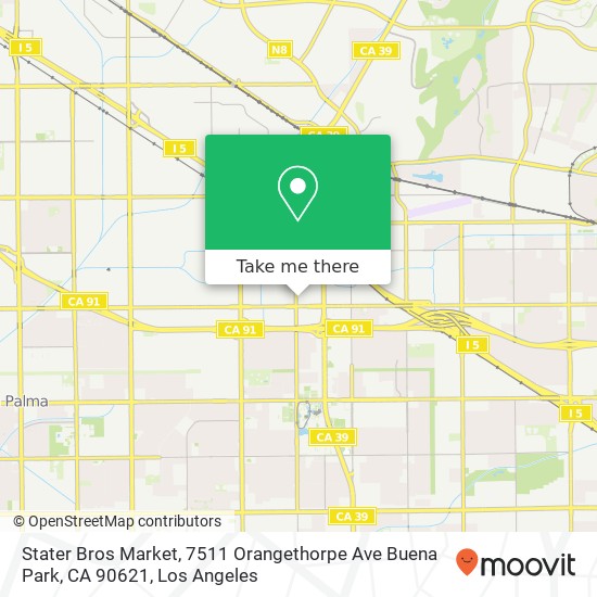 Mapa de Stater Bros Market, 7511 Orangethorpe Ave Buena Park, CA 90621