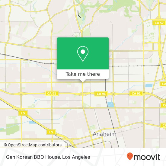 Mapa de Gen Korean BBQ House, 1300 S Harbor Blvd Fullerton, CA 92832