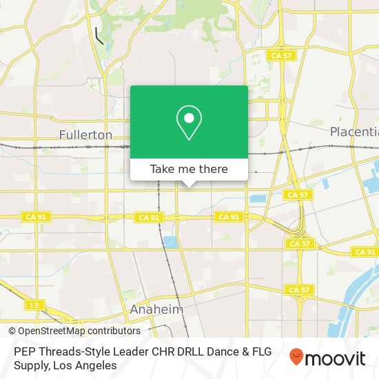 Mapa de PEP Threads-Style Leader CHR DRLL Dance & FLG Supply, 1405 E Orangethorpe Ave Fullerton, CA 92831